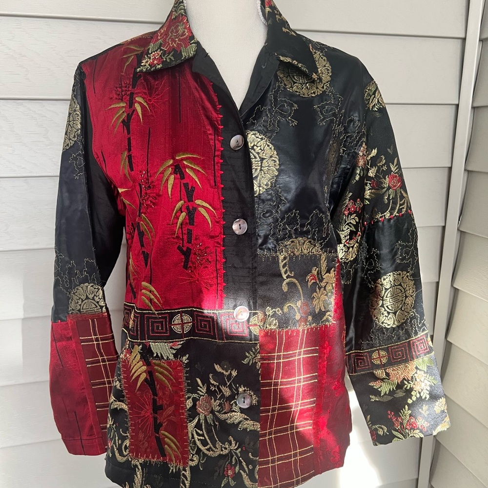 Chico’s Patchwork Asian Style Jacket Size 0 - image 1